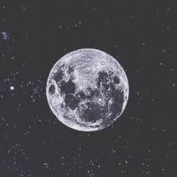 A black and white photo of the moon surrounded by stars. This picture takes you to the interests section